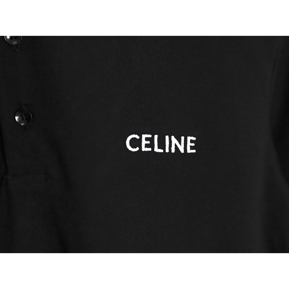 Celine classic embroidered small logo Polo short sleeve TSK1,Celine