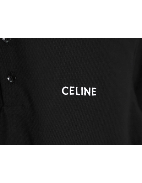 Celine classic embroidered small logo Polo short sleeve TSK1,Celine