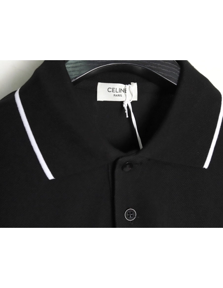 Celine classic embroidered small logo Polo short sleeve TSK1,Celine