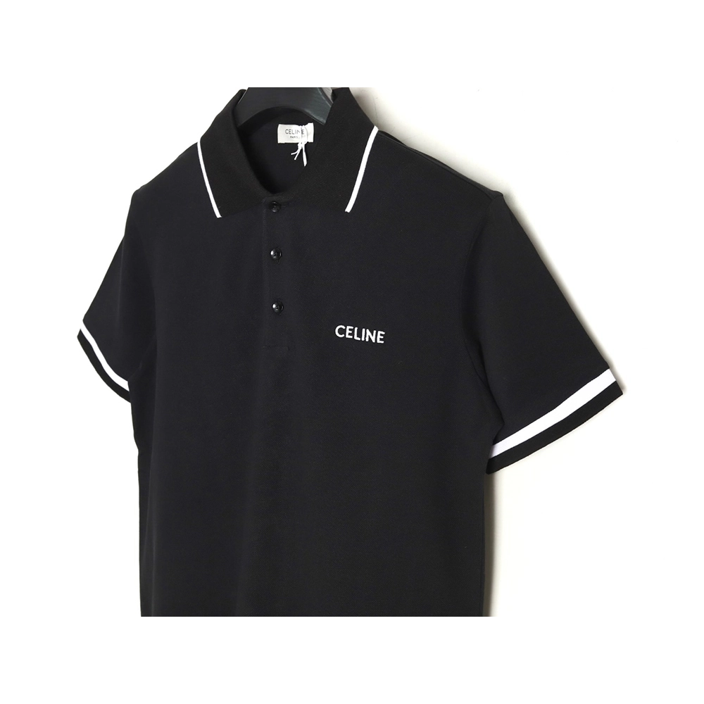 Celine classic embroidered small logo Polo short sleeve TSK1,Celine