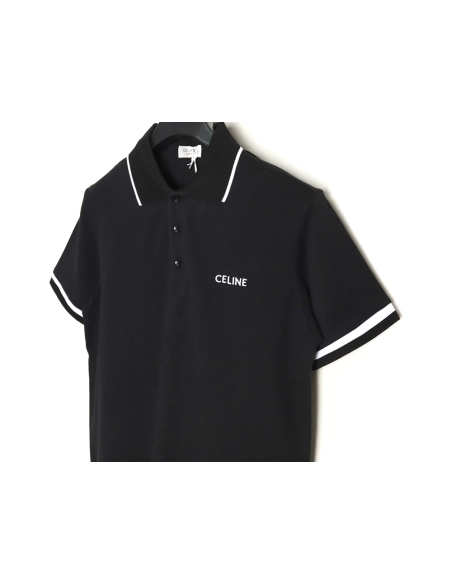 Celine classic embroidered small logo Polo short sleeve TSK1,Celine