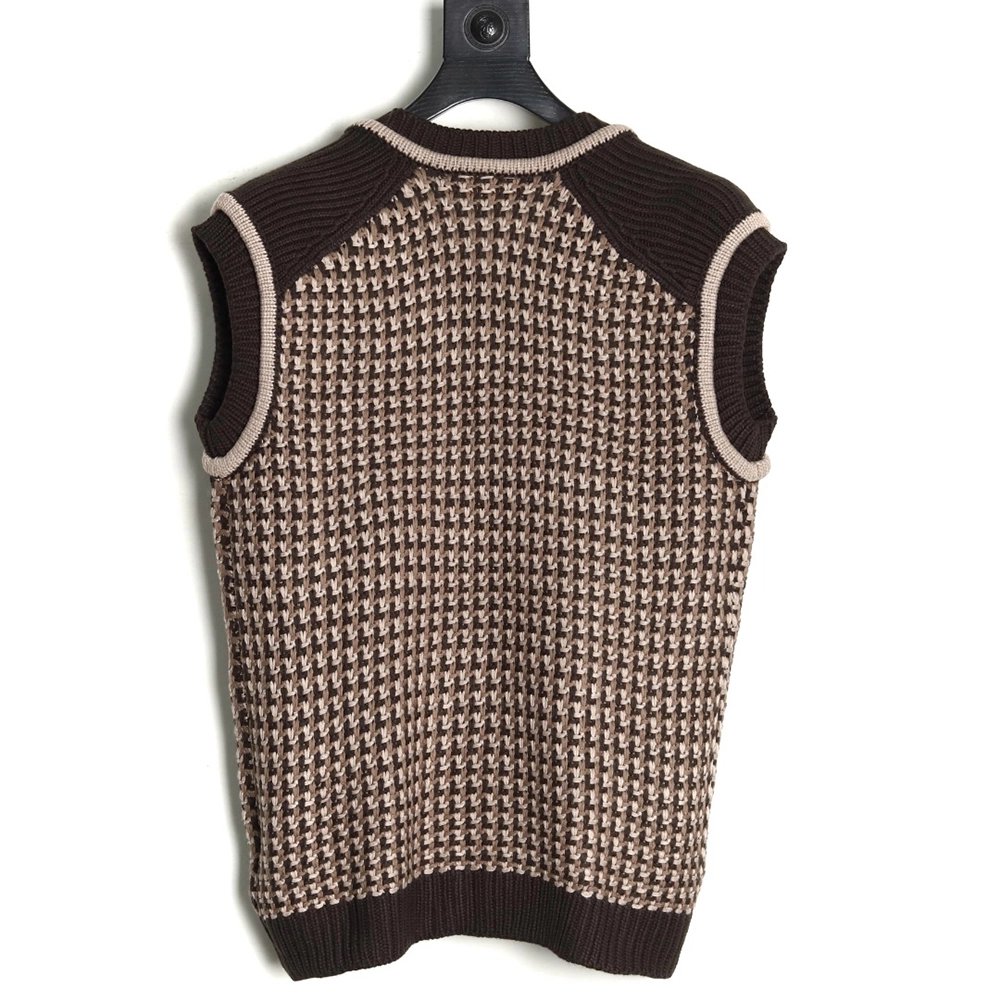Louis Vuitton Brown Check Jacquard Knit Vest,Louis Vuitton