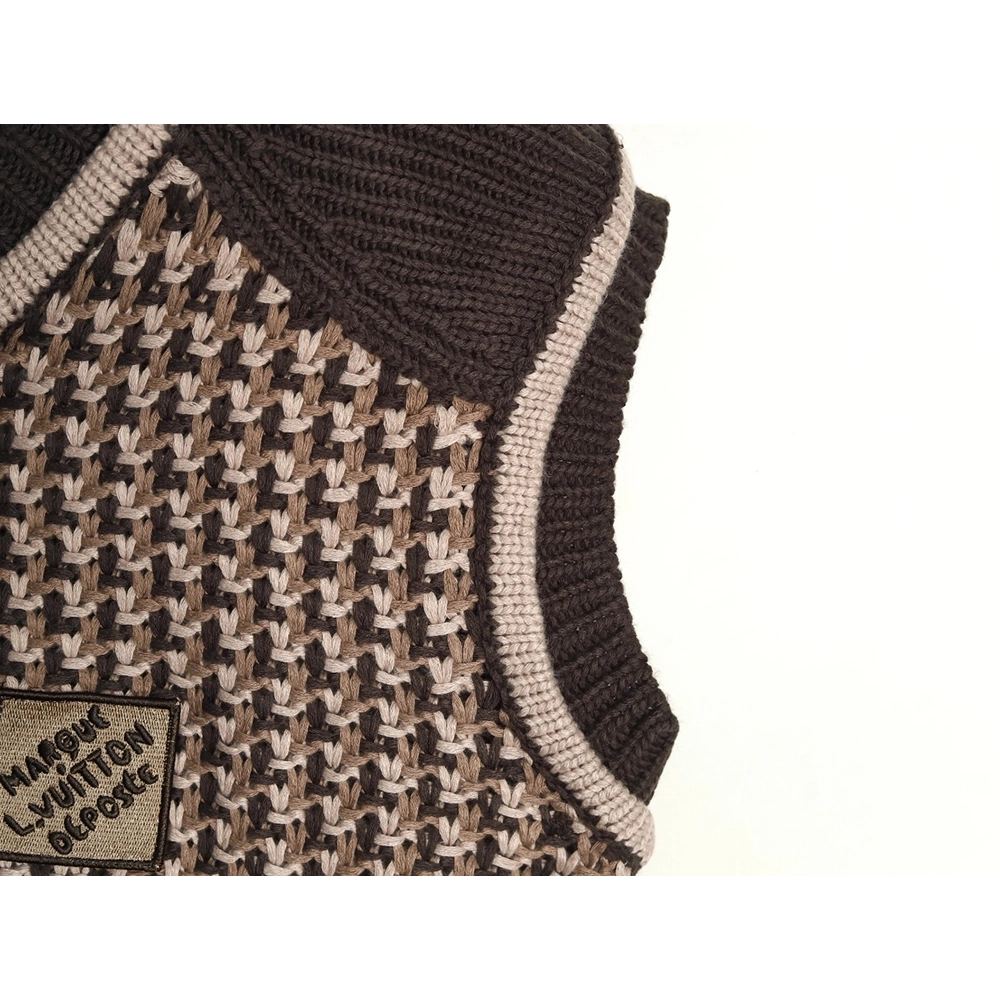 Louis Vuitton Brown Check Jacquard Knit Vest,Louis Vuitton