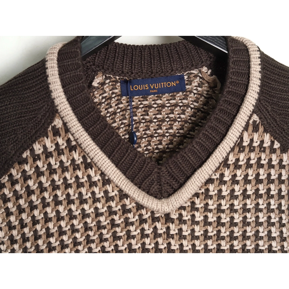 Louis Vuitton Brown Check Jacquard Knit Vest,Louis Vuitton
