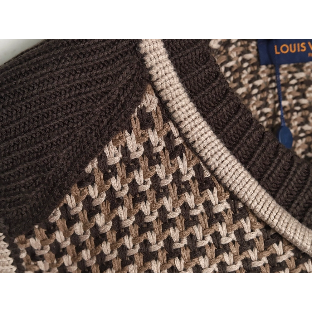Louis Vuitton Brown Check Jacquard Knit Vest,Louis Vuitton
