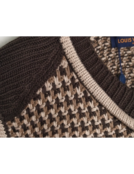 Louis Vuitton Brown Check Jacquard Knit Vest,Louis Vuitton