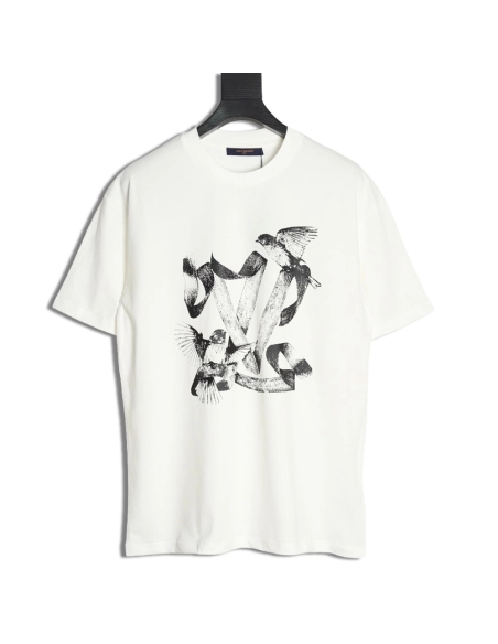Louis Vuitton White Dove Print Short Sleeve T-shirt,Louis Vuitton