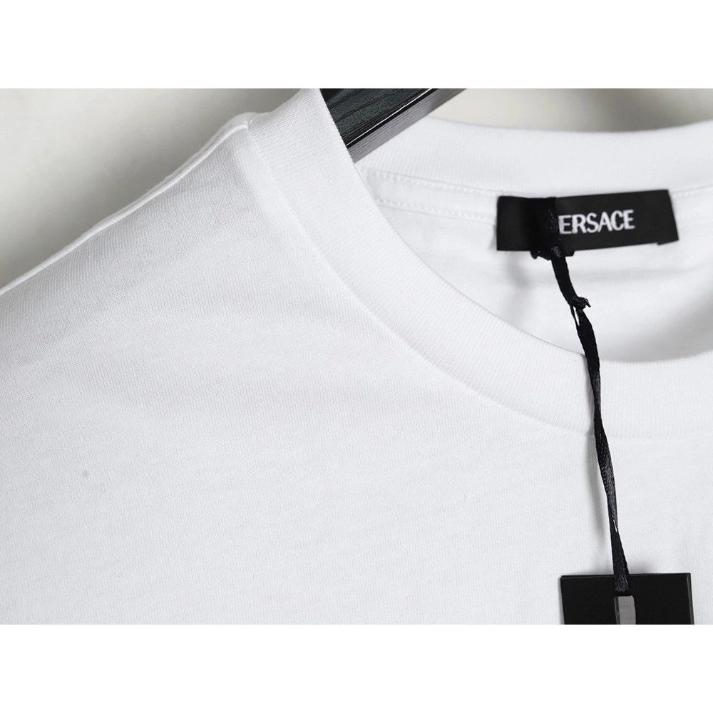 Versace Gold Logo Embroidered Short Sleeve T-Shirt,Versace