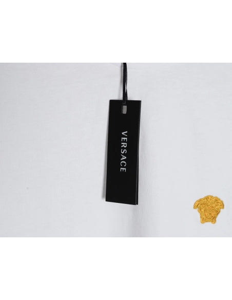 Versace Gold Logo Embroidered Short Sleeve T-Shirt,Versace