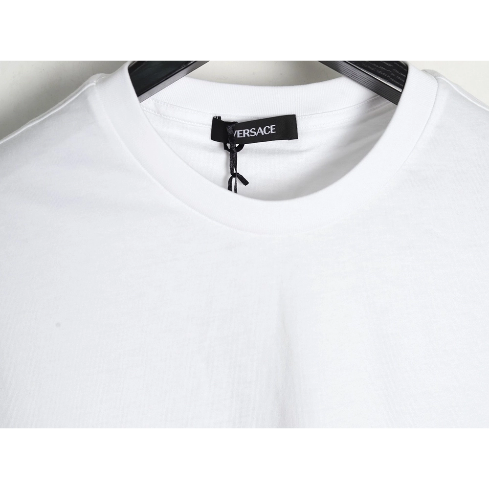 Versace Gold Logo Embroidered Short Sleeve T-Shirt,Versace
