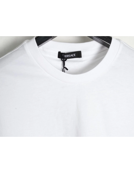Versace Gold Logo Embroidered Short Sleeve T-Shirt,Versace