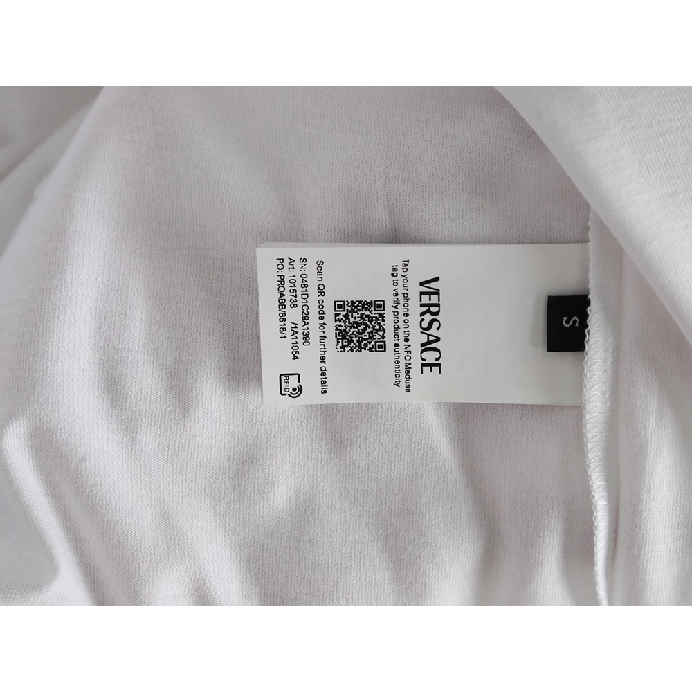 Versace Gold Logo Embroidered Short Sleeve T-Shirt,Versace