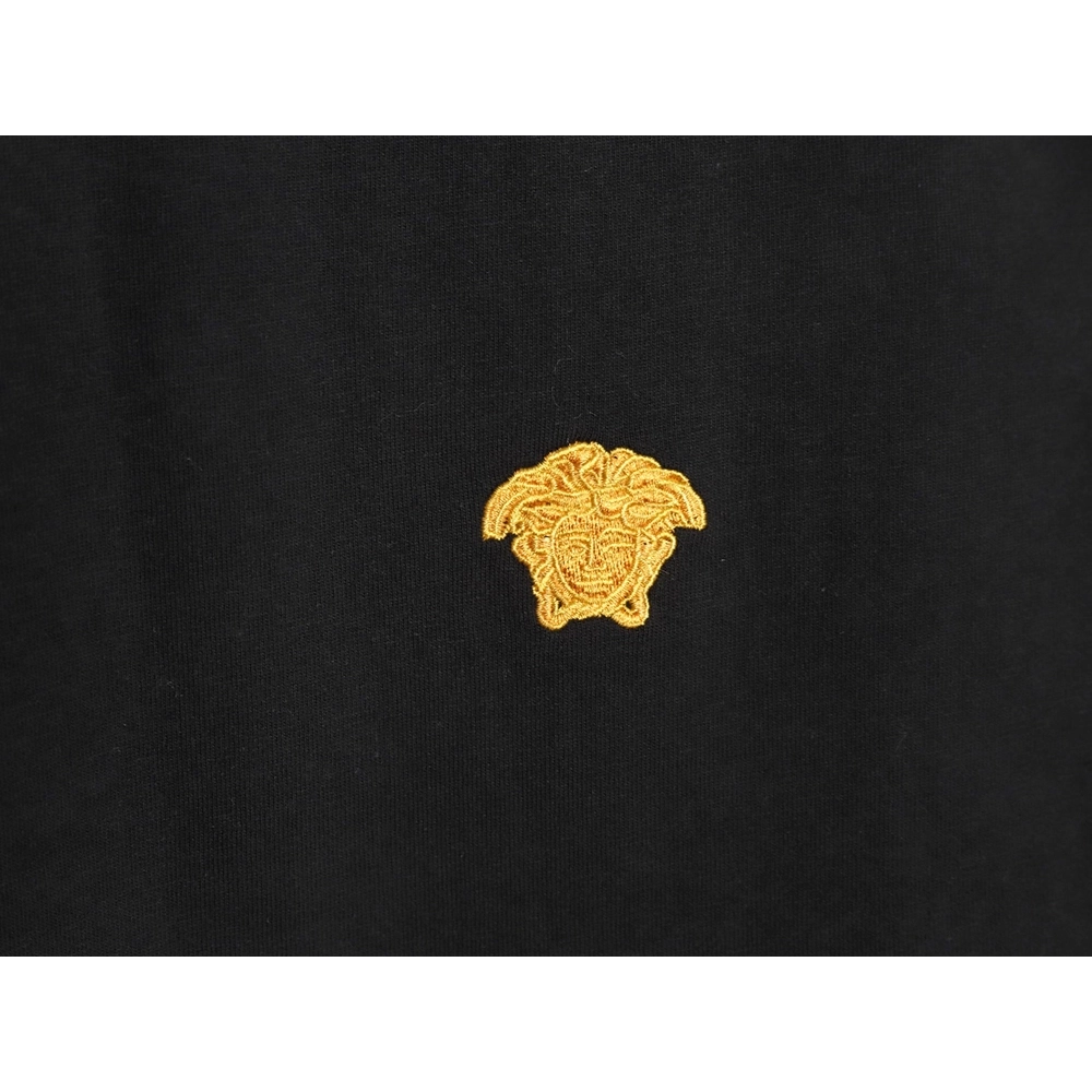 Versace Gold Logo Embroidered Short Sleeve T-Shirt tsk1,Versace