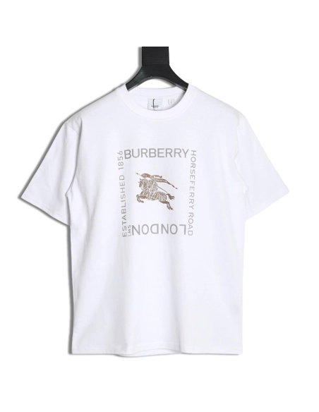 Burberry Square Letter Gold Warhorse Printed Short Sleeve T-Shirt,Burberry
