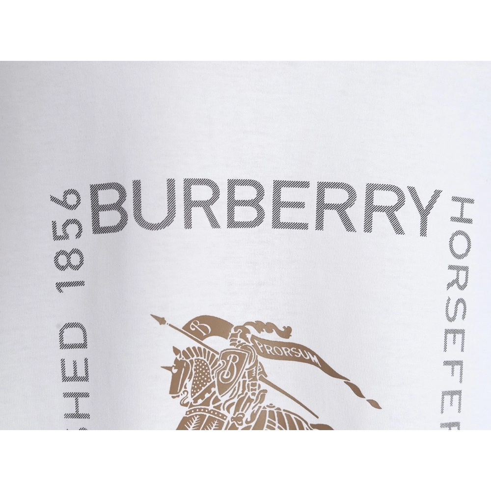 Burberry Square Letter Gold Warhorse Printed Short Sleeve T-Shirt,Burberry