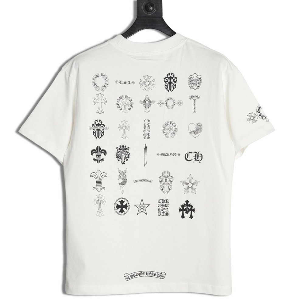 Chrome Hearts Multi-element Pocket Sanskrit Letters Short Sleeve T-shirt,Chrome Hearts