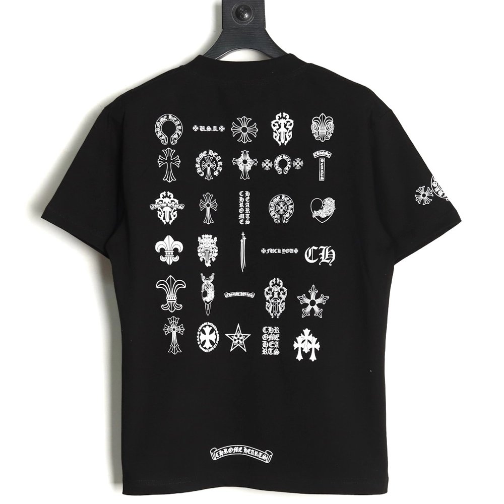 Chrome Hearts Multi-element Pocket Sanskrit Letters Short Sleeve T-shirt TSK1,Chrome Hearts