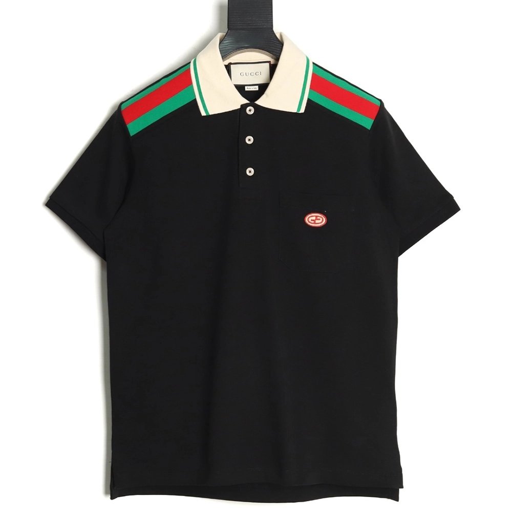 Gucci Shoulder Red Green Web Polo Short Sleeve,Gucci