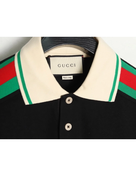 Gucci Shoulder Red Green Web Polo Short Sleeve,Gucci