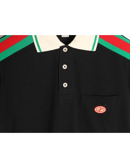 Gucci Shoulder Red Green Web Polo Short Sleeve,Gucci