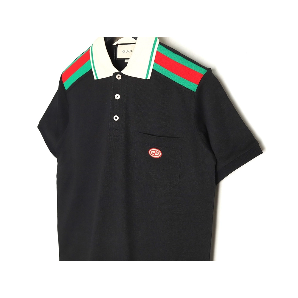 Gucci Shoulder Red Green Web Polo Short Sleeve,Gucci