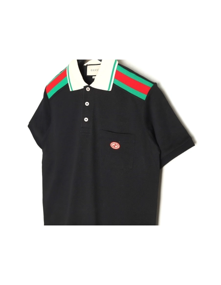 Gucci Shoulder Red Green Web Polo Short Sleeve,Gucci