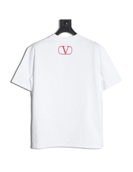 Valentino Red Letter Print Short Sleeve T-shirt,Valentino