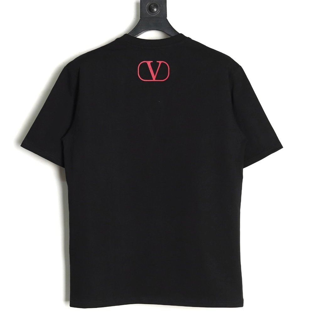 Valentino Red Letter Print Short Sleeve T-shirt TSK1,Valentino