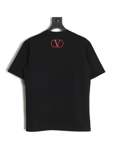 Valentino Red Letter Print Short Sleeve T-shirt TSK1,Valentino
