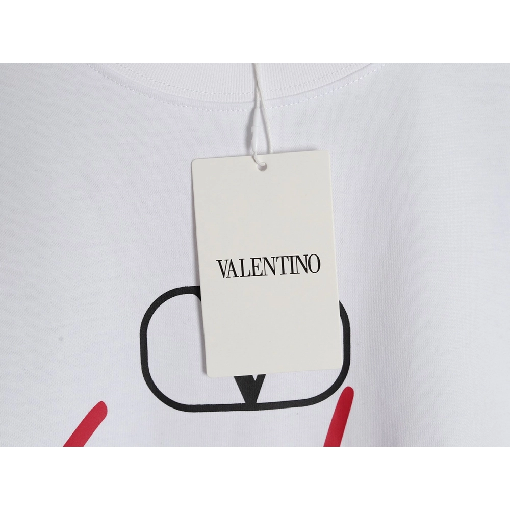 Valentino V logo red signature print short sleeve T-shirt,Valentino