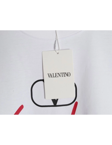 Valentino V logo red signature print short sleeve T-shirt,Valentino