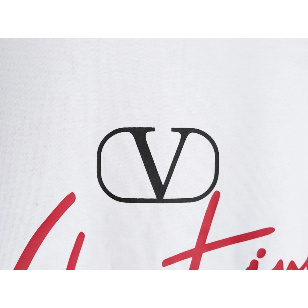 Valentino V logo red signature print short sleeve T-shirt,Valentino
