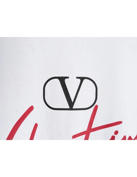 Valentino V logo red signature print short sleeve T-shirt,Valentino
