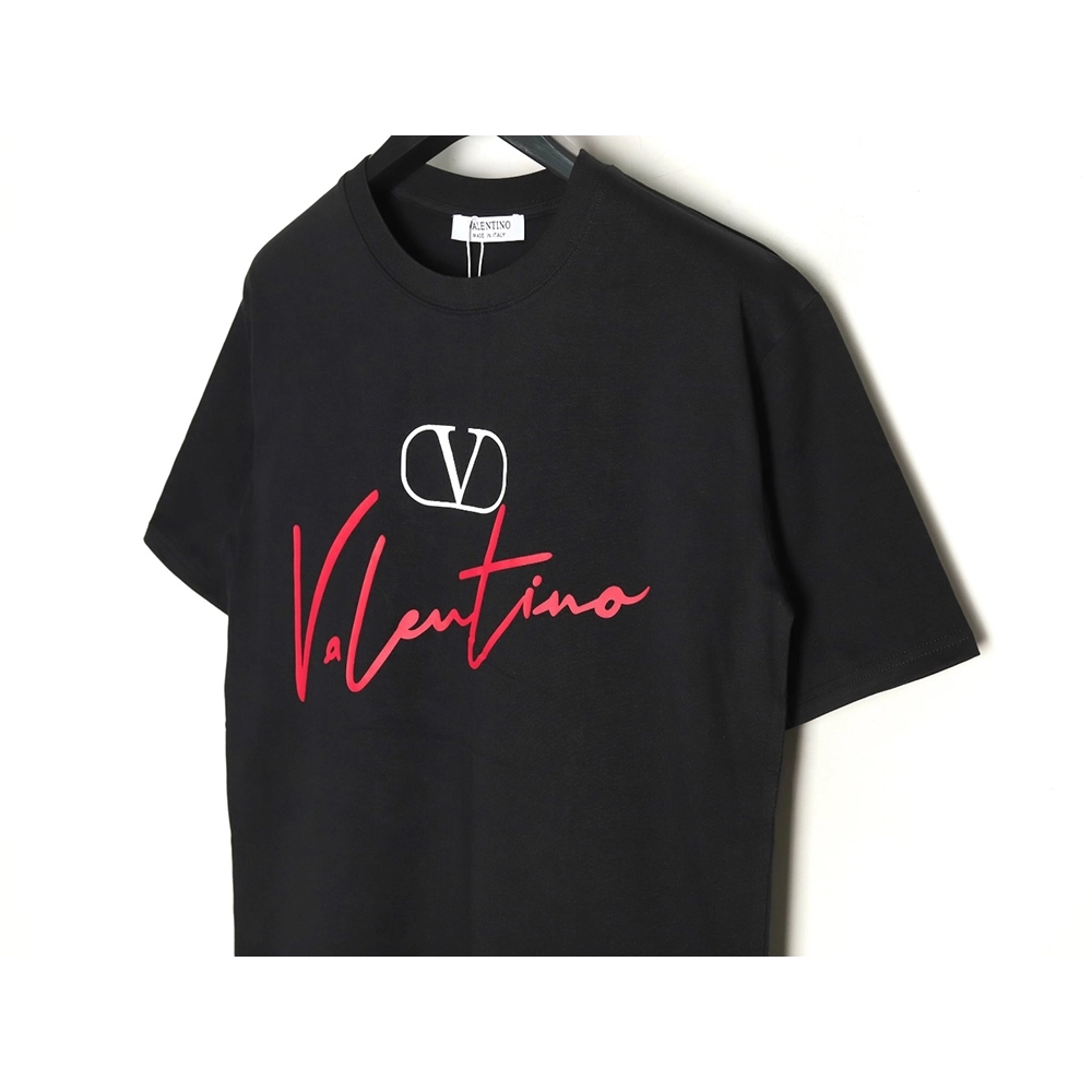 Valentino V logo red signature print short sleeve T-shirt TSK1,Valentino