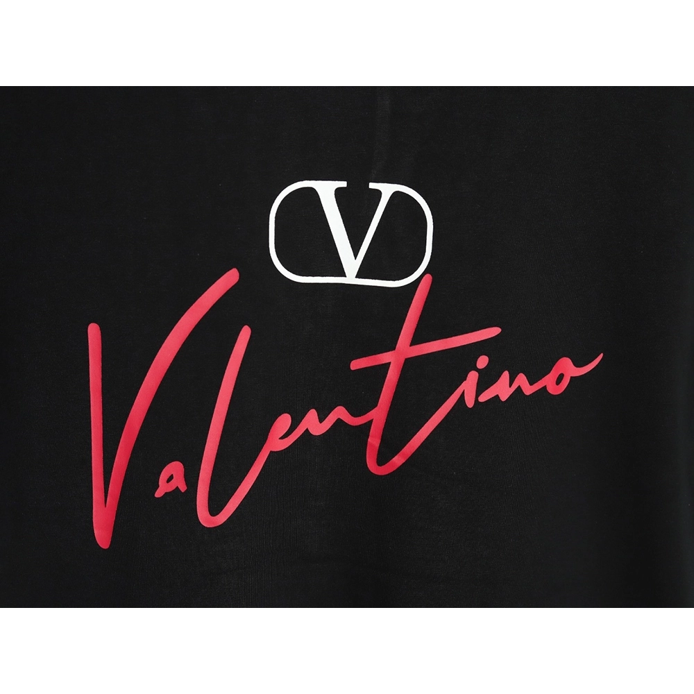 Valentino V logo red signature print short sleeve T-shirt TSK1,Valentino