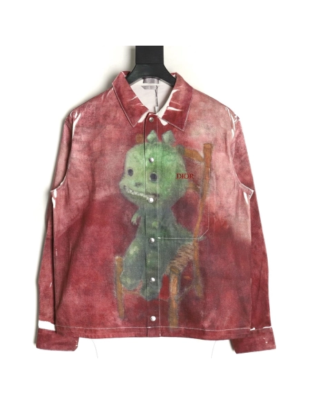 Dior funny dinosaur foot denim shirt jacket,Dior