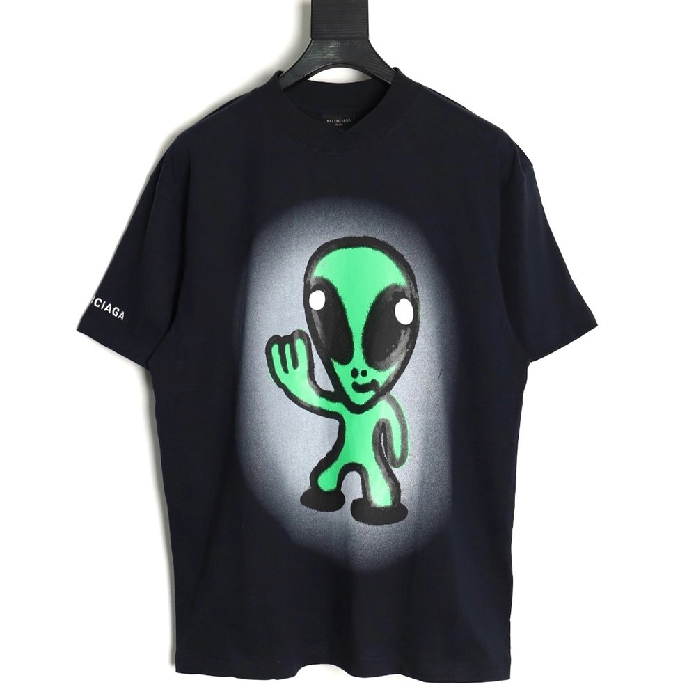Balenciaga Dissolving Smiley Alien Short Sleeve,Balenciaga T Shirt,Tshirt,APPAREL