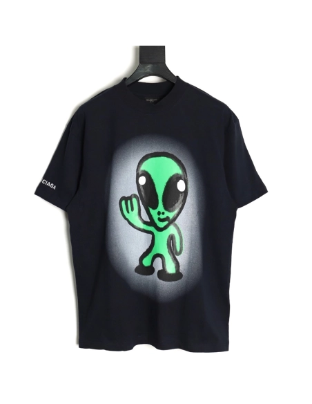 Balenciaga Dissolving Smiley Alien Short Sleeve,Balenciaga T Shirt,Tshirt,APPAREL
