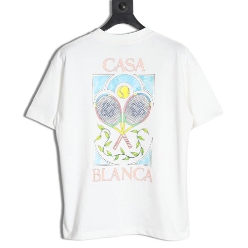 Casablanca tennis racket graffiti print shortsleeved Tshirt,Casablanca T Shirt,Tshirt,APPAREL