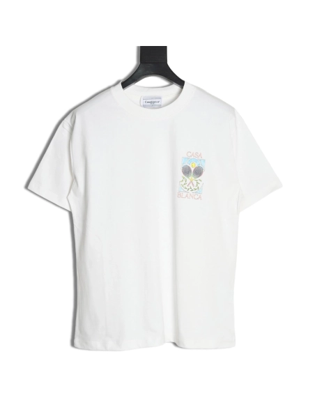 Casablanca tennis racket graffiti print shortsleeved Tshirt,Casablanca T Shirt,Tshirt,APPAREL