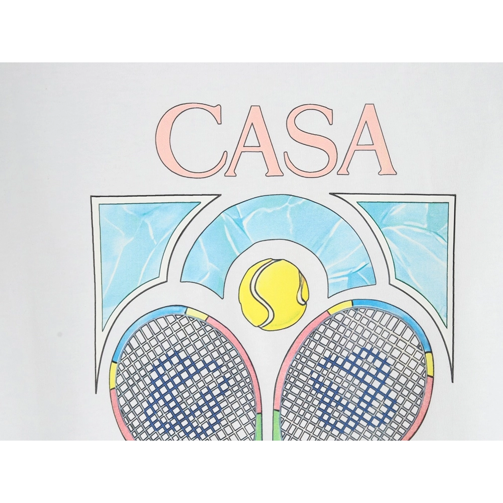 Casablanca tennis racket graffiti print shortsleeved Tshirt,Casablanca T Shirt,Tshirt,APPAREL