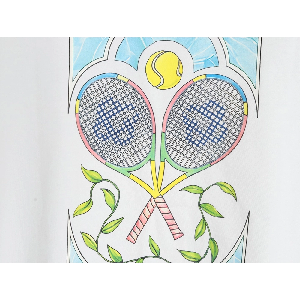 Casablanca tennis racket graffiti print shortsleeved Tshirt,Casablanca T Shirt,Tshirt,APPAREL