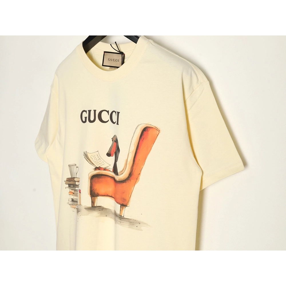 Gucci Reading Puppy High Weight Print Short Sleeve Tshirt,Gucci T Shirt,Tshirt,APPAREL