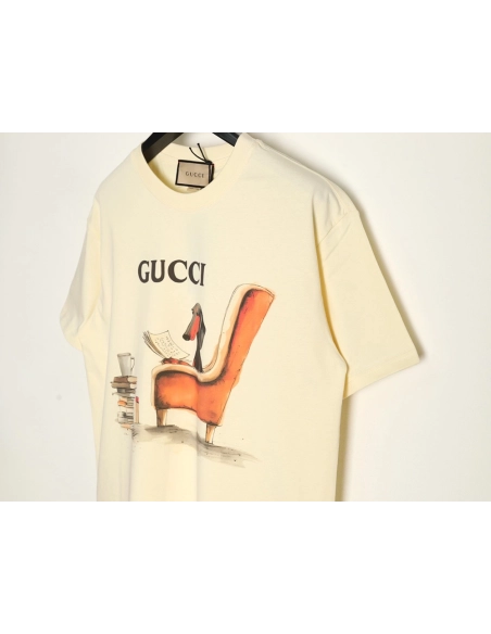 Gucci Reading Puppy High Weight Print Short Sleeve Tshirt,Gucci T Shirt,Tshirt,APPAREL
