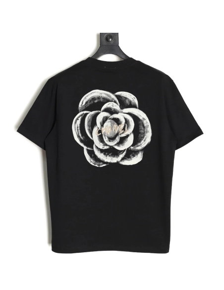 Chanel Handpainted Flower Print Short Sleeve Tshirt,Chanel T Shirt,Tshirt,APPAREL