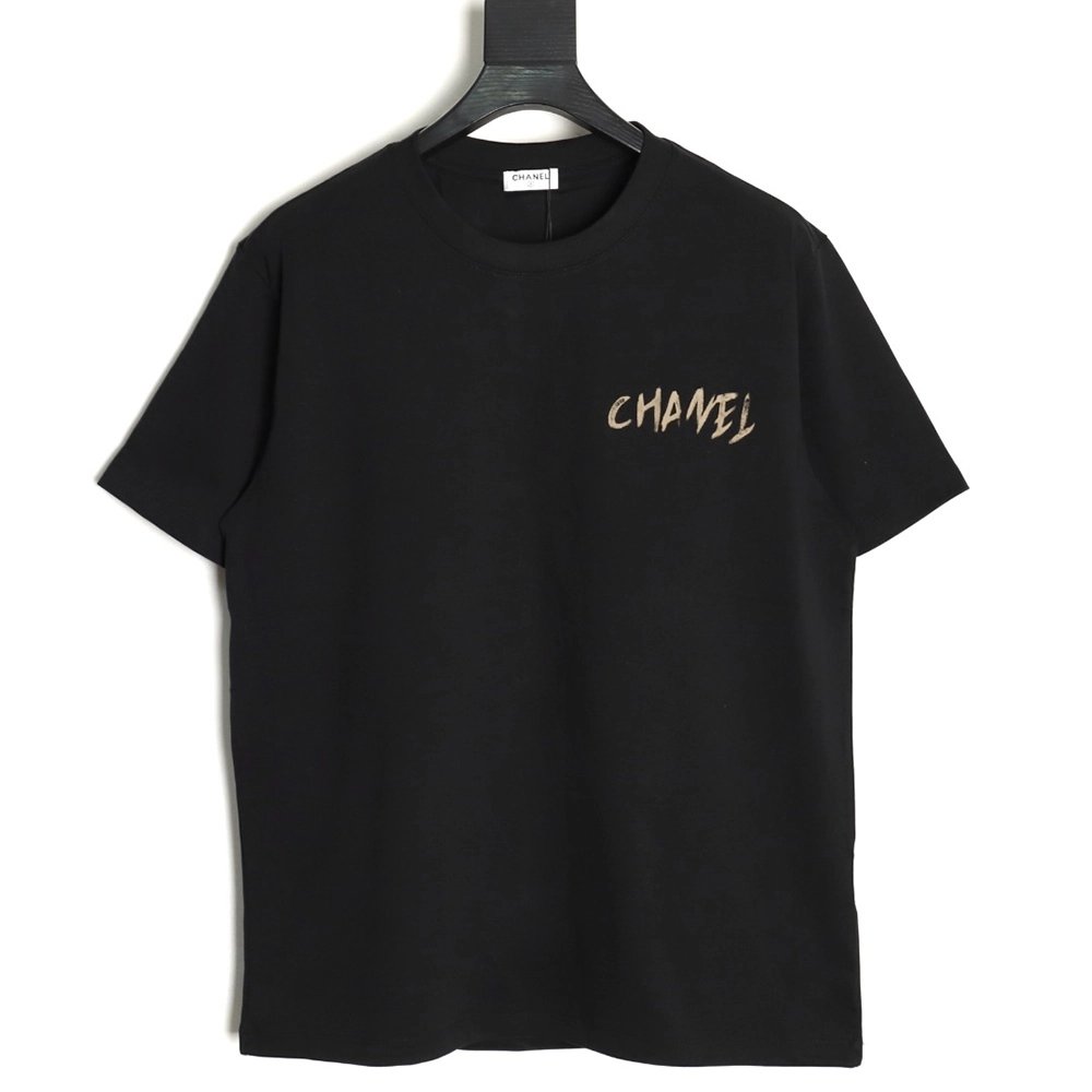 Chanel Handpainted Flower Print Short Sleeve Tshirt,Chanel T Shirt,Tshirt,APPAREL