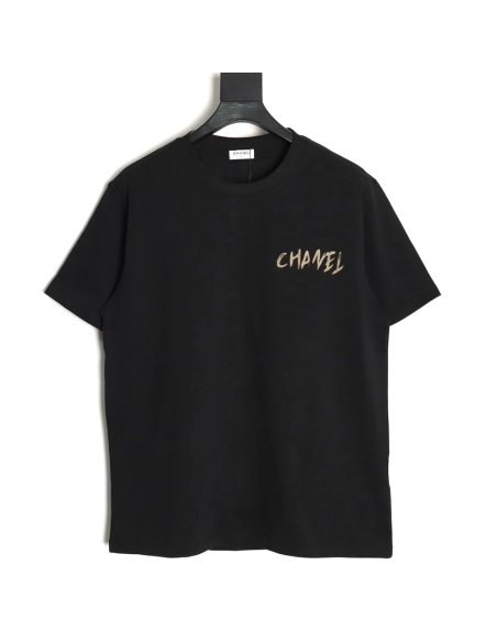 Chanel Handpainted Flower Print Short Sleeve Tshirt,Chanel T Shirt,Tshirt,APPAREL