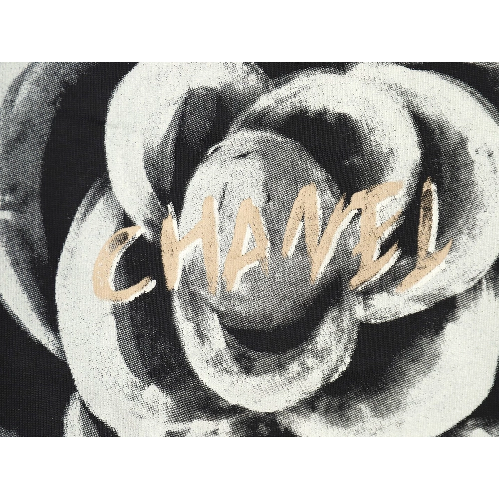 Chanel Handpainted Flower Print Short Sleeve Tshirt,Chanel T Shirt,Tshirt,APPAREL