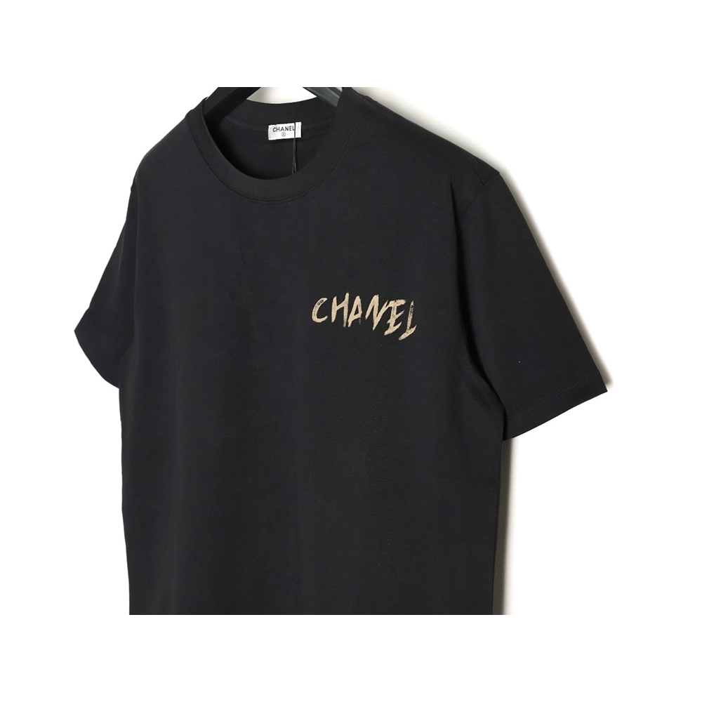 Chanel Handpainted Flower Print Short Sleeve Tshirt,Chanel T Shirt,Tshirt,APPAREL