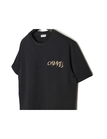 Chanel Handpainted Flower Print Short Sleeve Tshirt,Chanel T Shirt,Tshirt,APPAREL